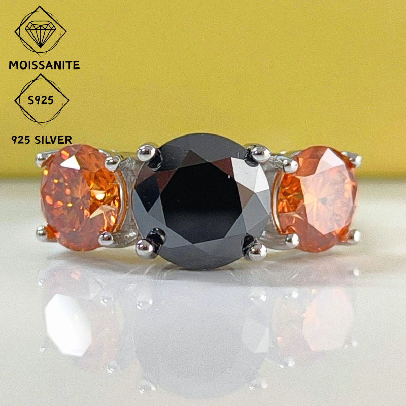 Tri Color Mixed Fashion Moissanite Ring in 925 Silver